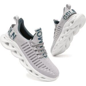 Men's Gray Blue Casual Running Walking Gym Tennis Cross Trainer Sneakers Shoes